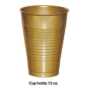 Glittering Gold 12 Oz Plastic Cups, 20 ct Party Decoration