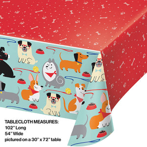 Dog Party Plastic Tablecover All Over Print, 54" X 102" Party Decoration