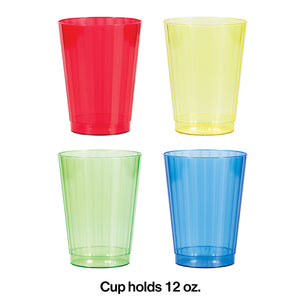 Asst Colors 12 Oz Plastic Cups, 12 ct Party Decoration