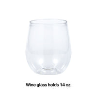 Clear Plastic Stemless Wine Glasses 14 Oz, 4 ct