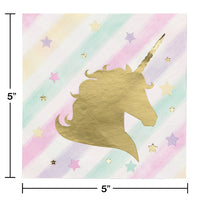 Unicorn Sparkle Beverage Napkin, 3Ply Foil Stamped, 16 ct Party Decoration