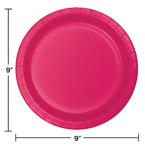 Hot Magenta Pink Paper Plates, 24 ct Party Decoration