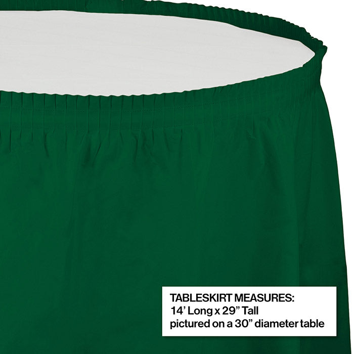 Hunter Green Plastic Tableskirt, 14' X 29"