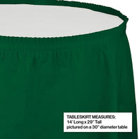 Hunter Green Plastic Tableskirt, 14' X 29