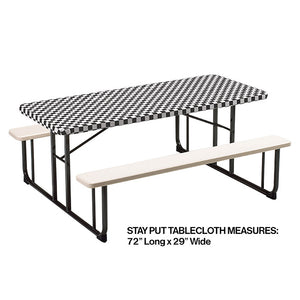 Stay Put Tablecover Black Check, 29" X 72" Party Decoration