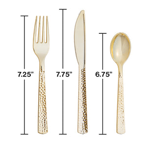 Assorted Cutlery, Gold Hammered, 24 ct Party Decoration