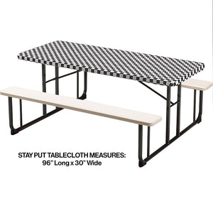 Stay Put Tablecover Black Check, 30" X 96" Party Decoration
