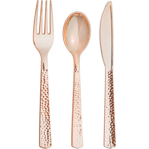 Assorted Cutlery, Rosegold Hammered, 24 ct by Creative Converting