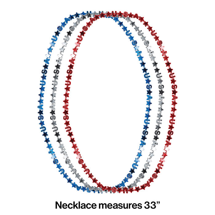 Patriotic Letter Necklace, Usa 33", 3 ct Party Decoration