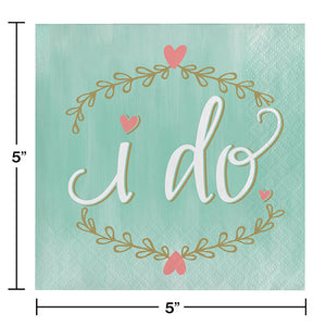Mint To Be Beverage Napkins, I Do, 16 ct Party Decoration