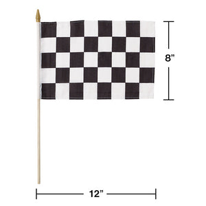 Black And White Check Cloth Racing Flag, 8" X 12" Party Decoration