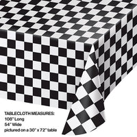 Black Check Tablecover Plastic 54