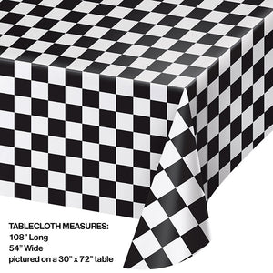 Black Check Tablecover Plastic 54" X 108" Party Decoration
