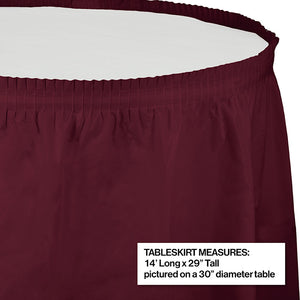 Burgundy Plastic Tableskirt, 14' X 29" Party Decoration