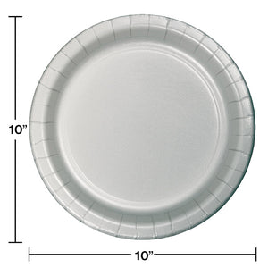 Shimmering Silver Banquet Plates, 24 ct Party Decoration