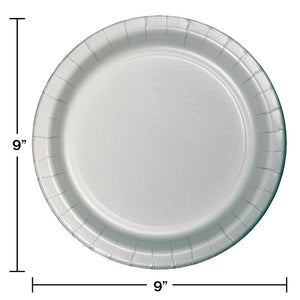 Shimmering Silver Paper Plates, 24 ct Party Decoration