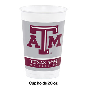 Texas A & M University 20 Oz Plastic Cups, 8 ct Party Decoration