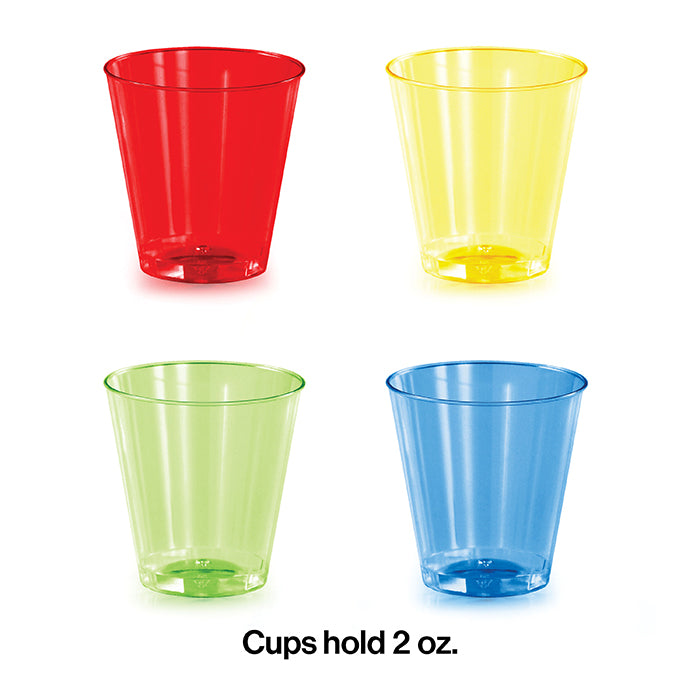Asst Colors 16Ct 2 Oz Shot Glass, Assorted Colors, 16 ct Party Decoration