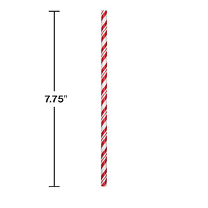Classic Red Striped Paper Straws, 24 ct Party Decoration