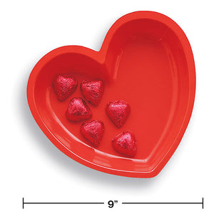 Red Heart Plastic Serving Tray Party Decoration