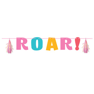 Girl Dino Party Letter Banner W/ Tassles, Iridescent by Creative Converting