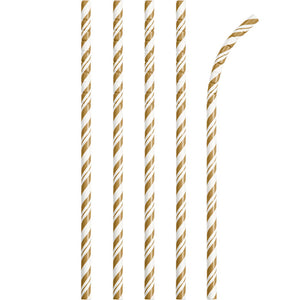 Gold And White Striped Paper Straws, 24 ct by Creative Converting