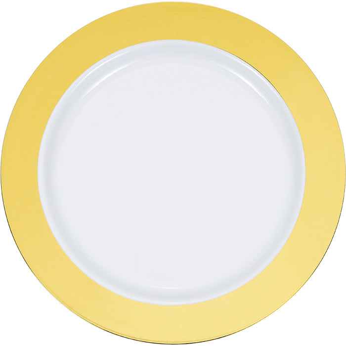 9" Gold Rim Plastic Plate 10ct