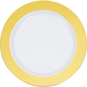 9" Gold Rim Plastic Plate 10ct by Creative Converting