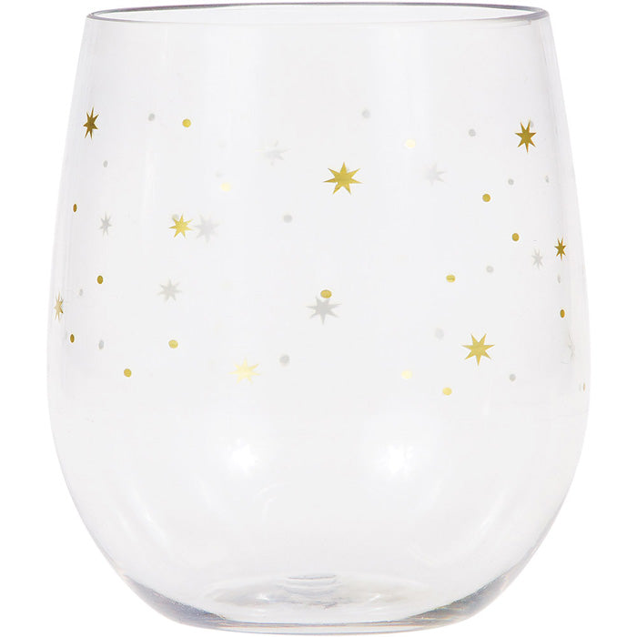 Stars Plastic Stemless Wine Glass By Elise by Creative Converting