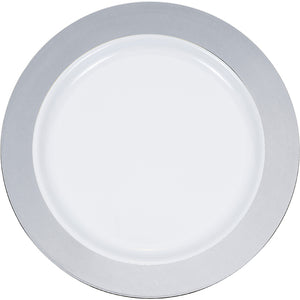 9" Silver Rim Plastic Plate 10ct by Creative Converting
