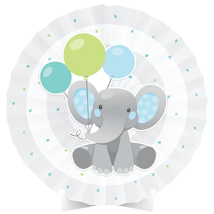 Enchanting Elephants Boy Centerpiece Paper Fan W/ Cutout by Creative Converting