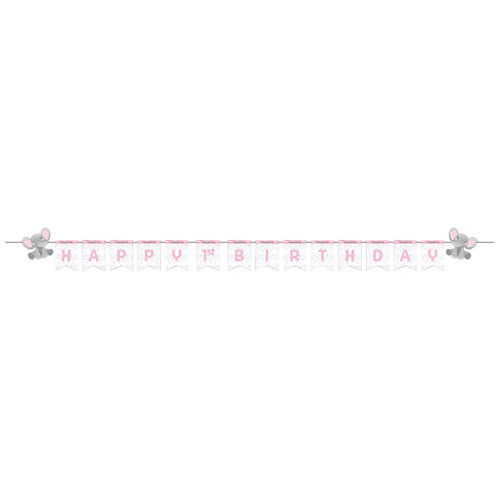 Enchanting Elephants Girl Shaped Banner With Ribbon & Stickers, Diy by Creative Converting