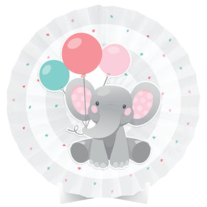Enchanting Elephants Girl Centerpiece Paper Fan W/ Cutout by Creative Converting
