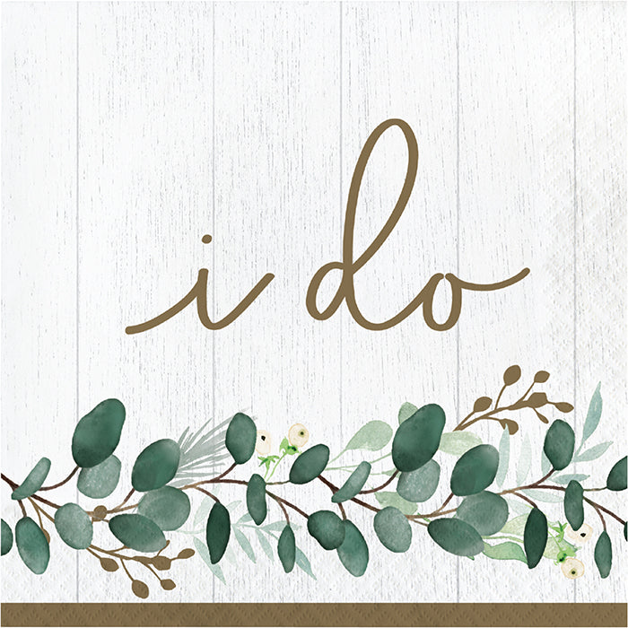 Eucalyptus Greens Luncheon Napkin, I Do 16ct by Creative Converting