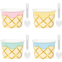 Ice Cream Party Treat Cups With Spoons, Foil 8ct