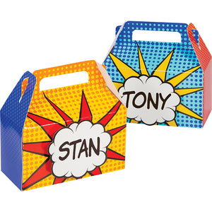 Superhero Party Treat Box W/ Dimensional Nametag 4ct by Creative Converting