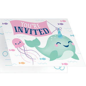 Narwhal Party Invitation Foldover 8ct by Creative Converting