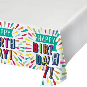 Birthday Burst Paper Tablecover Border Print 54" X 102" by Creative Converting