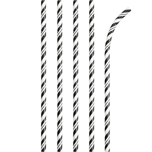 Black Striped Paper Straws, 24 ct by Creative Converting