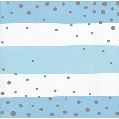 Blue Silver Celebration Beverage Napkins 16ct by Creative Converting