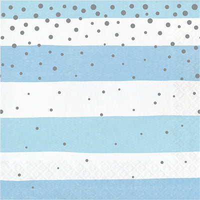 Blue Silver Celebration Luncheon Napkin, Stripes 16ct by Creative Converting