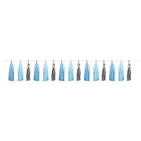 Blue Silver Celebration Tassel Garland, Blue/Silver