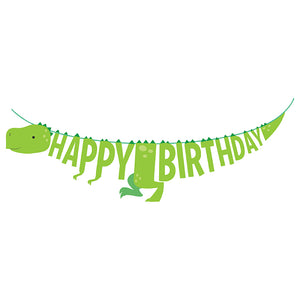 Boy Dino Party Shaped Banner W/ Ribbon by Creative Converting