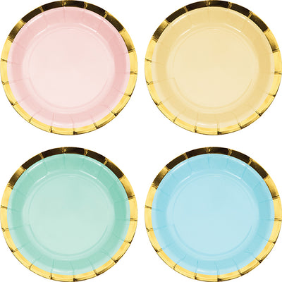 Pastel Celebrations Dessert Plate, Foil, Assorted Pkg 8ct by Creative Converting