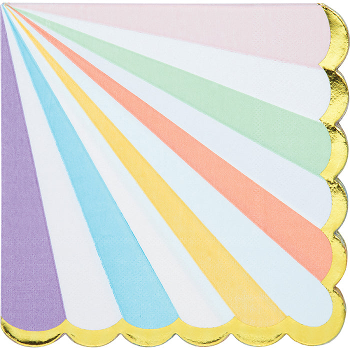 Pastel Celebrations Luncheon Napkin, Scallop Shaped, Foil 16ct