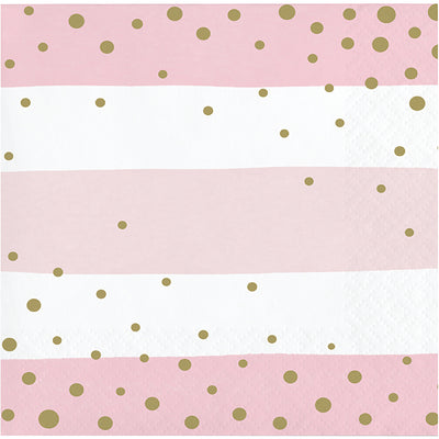 Pink Gold Celebration Beverage Napkins 16ct by Creative Converting