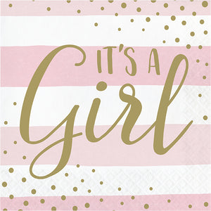 Pink Gold Celebration Luncheon Napkin, It's A Girl 16ct by Creative Converting
