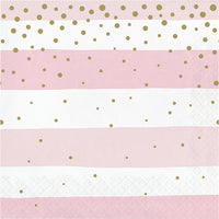 Pink Gold Celebration Luncheon Napkin, Stripes 16ct by Creative Converting