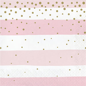 Pink Gold Celebration Luncheon Napkin, Stripes 16ct by Creative Converting