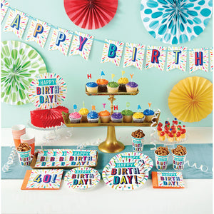 Birthday Burst Paper Tablecover Border Print 54" X 102" Party Supplies